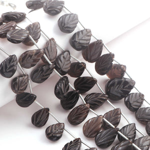 1 Strand Smoky Quartz Carving Pear Shape Faceted Briolettes - Semi Precious Gemstone Smoky Quartz Beads - 16mmx12mm-26mmx18mm -8  Inches BR03257 - Tucson Beads