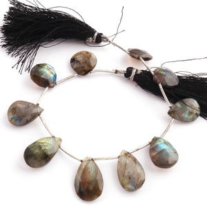 1  Strand Labradorite Faceted Briolettes -Pear Shape  Briolettes - 13mmx13mm-20mmx13mm -8 Inches BR01282