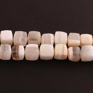 1  Strand White Lace Agate Faceted Cube Briolettes - Box shape Beads 9mm-10mm  8 Inches BR3215