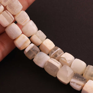 1  Strand White Lace Agate Faceted Cube Briolettes - Box shape Beads 9mm-10mm  8 Inches BR3215