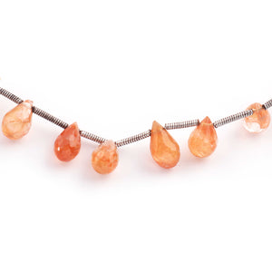 1  Strand Orange Rutile Faceted Briolettes -Tear Shape  Briolettes - 7mmx5mm-10mmx6mm 8 Inches BR941