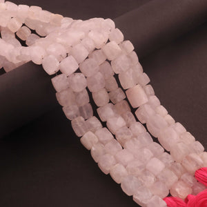 1 Strand Rose Quartz Faceted Cube Briolettes - Rose Quartz Box Shape Briolettes  - 7mmx6mm-11mmx9mm - 8 Inches BR03274 - Tucson Beads