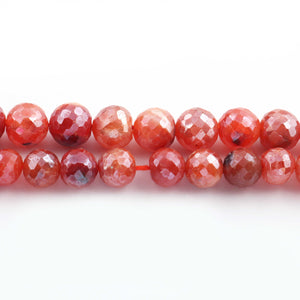 1 Strand Carnelian  Faceted Rondelles - Round Ball Beads 7mm - 10mm - 9 Inches  BR2854