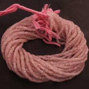 1 Strand Rose Quartz Faceted Rondells -Semi Precious Gemstone Rondells Beads- 2mm-4mm - 13 Inches BR03279 - Tucson Beads