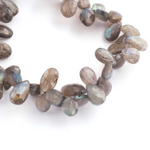 1 Strand Labradorite Faceted Briolettes - Semi Precious Gemstone Pear Shape  Briolettes -6mmx8mm -13mmx8mm- 9 Inches- BR02092