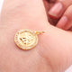 1 PC Antique Finish Pave Diamond Designer Round Pendant - Yellow Gold Vermeil Pendant 20mm PDC00060 - Tucson Beads