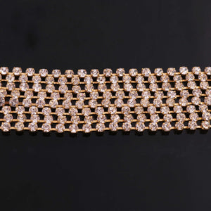 5 FEET Crystal Zircon Rhinestone Chain, Raw Brass - 24k Gold Plated chain per foot BD1137