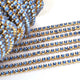 5 FEET Crystal Blue Zircon Rhinestone Chain, Raw Brass - 24k Gold Plated chain per foot BD1135