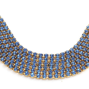 5 FEET Crystal Blue Zircon Rhinestone Chain, Raw Brass - 24k Gold Plated chain per foot BD1135