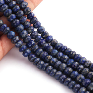 1 Strand Lapis  Faceted Rondelles Shape Beads- Semi Precious Gemstone Lapis Rondelles Beads-8mm-10mm 12.5 Inches BR1779