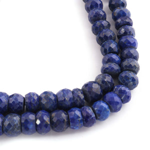 1 Long Strand Lapis Faceted Roundelles Beads -Semi Precious Gemstone Rondelled Beads 7mm-10mm 16 Inches BR1705