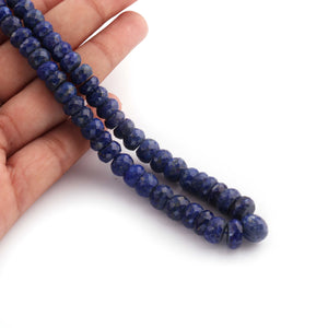 1 Long Strand Lapis Faceted Roundelles Beads -Semi Precious Gemstone Rondelled Beads 7mm-10mm 16 Inches BR1705