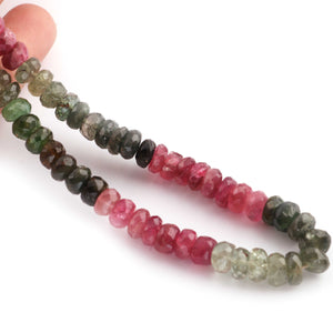 1  Long Strand Multi Tourmaline  Faceted Roundelles Shape -Semi Precious Gemstone Roundelles Beads 6mm-14.5 Inches BR2671