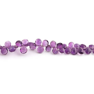 1 Strand  Amethyst Faceted Briolettes - Pear Shape Briolettes - 6mmx5mm-7mmx6mm - 8.5 Inches BR01741