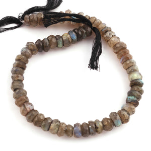 1  Strand  Labradorite Faceted Rondelles  Beads - Labradorite Rondelles - 7mm-8mm - 9.5 Inches BR2609