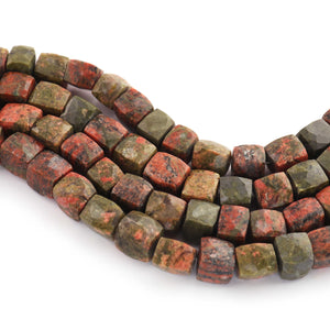 1 Strand Unakite Faceted Cube Beads- Faceted Cube beads 6mm-7mm 8 Inches BR1903