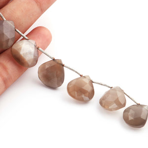 1  Strand Gray Moonstone  Faceted Briolettes -Heart Shape  Briolettes 13mmx12mm -18mmx17mm-8 Inches BR1930