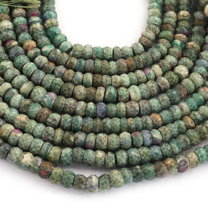 1 Strands Ruby Zoisite Faceted Rondelles- 6mm 7.5 Inches BR1918