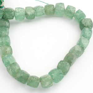 1 Strand Green Rutile Cube Shape Briolettes - Green Rutile Faceted Briolettes 8mm  8 Inches BR1920