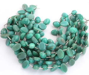 1 Strand Amazonite Faceted  Oval Briolettes  - Faceted Briolettes  13mmx9mm 8 Inches long BR1915