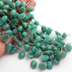 1 Strand Amazonite Faceted  Oval Briolettes  - Faceted Briolettes  13mmx9mm 8 Inches long BR1915