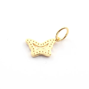 1 Pc Pave Diamond Butterfly Charm Pendant, Designer Charm, Yellow Gold Vermeil , Pave Diamond Jewelry 19mmx18mm PDC00057 - Tucson Beads