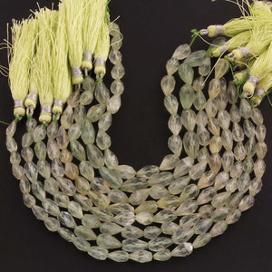 1  Strand Prehnite Faceted  Briolettes -Tear Drop Shape  Briolettes  8mmx4mm-11mmx6mm- 7.5 Inches BR1957