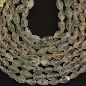 1  Strand Prehnite Faceted  Briolettes -Tear Drop Shape  Briolettes  8mmx4mm-11mmx6mm- 7.5 Inches BR1957