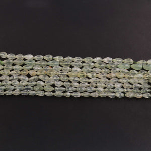 1  Strand Prehnite Faceted  Briolettes -Tear Drop Shape  Briolettes  8mmx4mm-11mmx6mm- 7.5 Inches BR1957