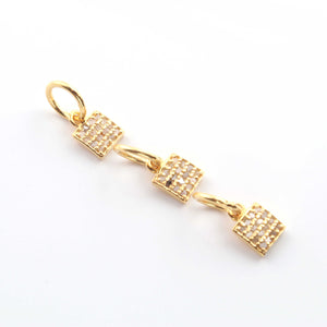 1 Pc Pave Diamond Square Pendant, Designer Charm, Yellow Gold Vermeil , Pave Diamond Jewelry 8mmx6mm PDC00071 - Tucson Beads