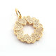 1 Pc Pave Diamond Round Heart Charm Pendant, Yellow Gold Vermeil , Pave Diamond Jewelry 27mmx18mm PDC00038 - Tucson Beads