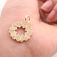 1 Pc Pave Diamond Round Heart Charm Pendant, Yellow Gold Vermeil , Pave Diamond Jewelry 27mmx18mm PDC00038 - Tucson Beads