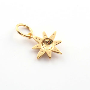 1 Pc Pave Diamond Flower Charm Pendant, Yellow Gold Vermeil, Pave Diamond Jewelry 20mmx11mm PDC00063 - Tucson Beads