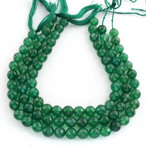 1 Strand Green Onyx Faceted Ball Beads 8mm- 9 Inches BR2003