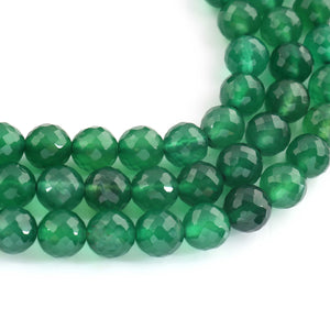 1 Strand Green Onyx Faceted Ball Beads 8mm- 9 Inches BR2003