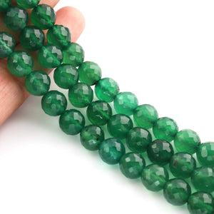 1 Strand Green Onyx Faceted Ball Beads 8mm- 9 Inches BR2003