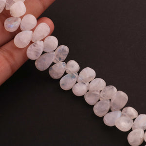 1  Strand White  Moonstone Smooth Briolettes - Moonstone Pear Shape - 10mmx8mm-15mmx8mm - 8 Inches BR2039