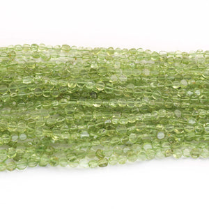 1 Strand Peridot Faceted  Coin shape Briolettes -Coin Briolettes  4mm-5mm 14.5 Inches BR2042