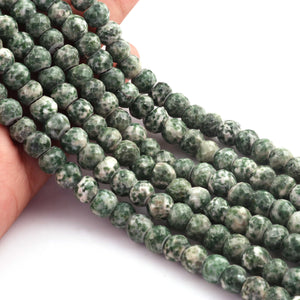 1 Strand Shaded green jasper Faceted Rondelles -  8mm 8 Inches BR2046