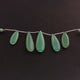 1 Strand Green Chalcedony  Smooth  Briolettes  - Pear Shape Briolettes 39mmx14mm-27mmx10mm  - 4 Inches BR2094