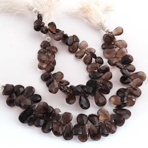 1 Strand Smoky Quartz Pear Shape Faceted Briolettes  13mmx11mm-13mmx16mm 7.5 Inches BR2082