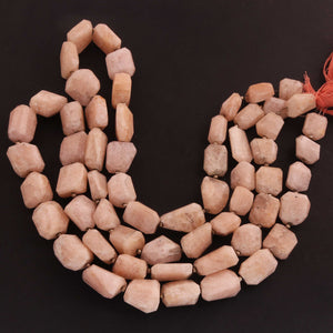 1 Strand Peach Moon Stone Faceted Tumbled Shape ,  Step Cut , Beads ,  Briolettes - 16mmx13mm - 18 inches BR0032