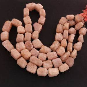 1 Strand Peach Moon Stone Faceted Tumbled Shape , Step Cut ,  Briolettes - 20mmx14mm - 19 inches BR0034