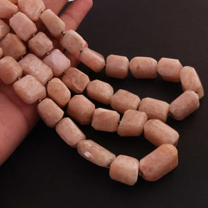 1 Strand Peach Moon Stone Faceted Tumbled Shape , Step Cut ,  Briolettes - 20mmx14mm - 19 inches BR0034