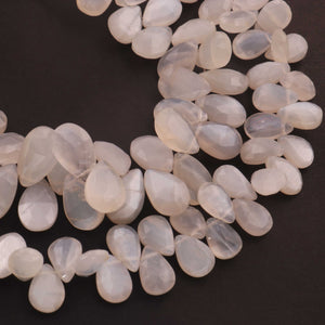 1 Strand White MoonStone Faceted   Briolettes - Pear Shape  Briolettes  -6mmx5mm-10mmx7mm-8 Inches BR03320 - Tucson Beads