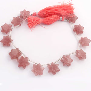 1 Strand Strawberry Quartz Smooth Briolettes - Star  Shape Briolettes  12mm-15mm-8 Inches BR03326 - Tucson Beads