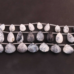 1 Strand Dendrite Opal Faceted Briolettes -Heart Shape Briolettes - 12mmx13mm-19mmx20mm-7.5 inch BR03329 - Tucson Beads