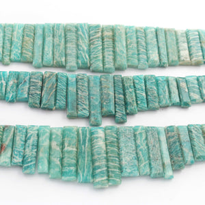 1  Strand Beautiful Amazonite Faceted  Briolettes - Rectangle Bar Shape Briolettes  -8mmx6mm -38mmx6mm- 10.5 Inches BR1849 - Tucson Beads