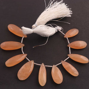 1  Strand Peach Moonstone  Faceted Briolettes  - Pear Shape  Briolettes  24mmx9mm-26mmx12mm 5.5Inches BR3997 - Tucson Beads