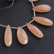 1  Strand Peach Moonstone  Faceted Briolettes  - Pear Shape  Briolettes  24mmx9mm-26mmx12mm 5.5Inches BR3997 - Tucson Beads